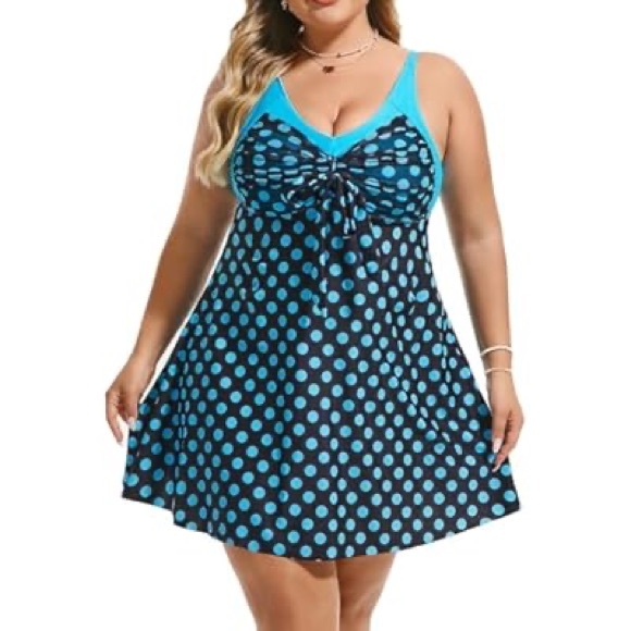 NWT - Hanna Nikole Women's Two Piece Swim Dress Plus Size Tummy Control - Picture 5 of 7